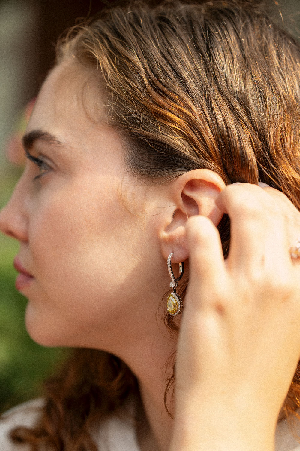 Yellow Diamond Dangle Earrings
